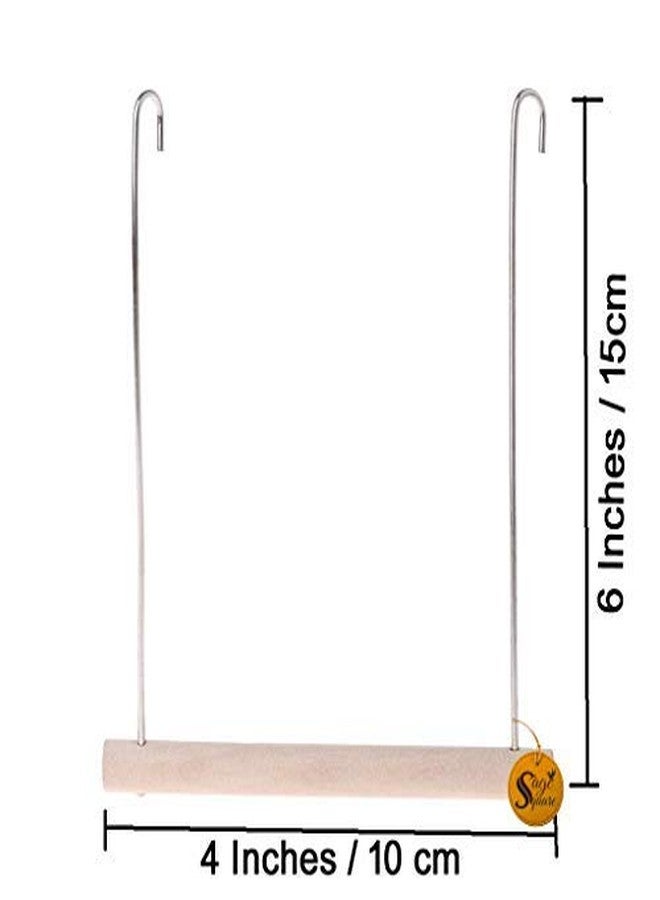 سايج سكوير مجثم خشبي طبيعي مرح من سيج سكوير، منصة معلقة للقفص، للتسلق والتمرين للطيور (صغير) (عبوة من قطعتين) - Image 3